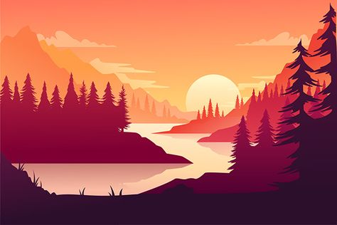 🌟 Sunset Animation (Farid Ijrai) 💻 Adobe After Effects & Adobe Illustrator Adobe Illustrator Landscape, Sunset Illustration Art, Sunset Animated, Sunset Animation, Vector Art Background, Digital Art Process, Sunset Illustration, Digital Art Software, Illustration Motion