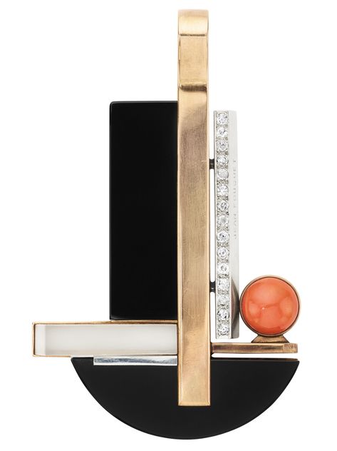 JEAN FOUQUET | AN ART DECO ONYX, ROCK CRYSTAL, CORAL AND DIAMOND PENDANT, FRANCE, CIRCA 1930. Georges Fouquet, French Art Deco, Deco Jewelry, Maker's Mark, Art Deco Jewelry, French Art, Rock Crystal, Original Artists, Vintage Jewellery