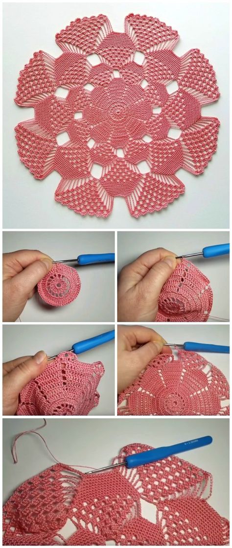 Taplak Meja Crochet, Crochet Project Free, Free Crochet Doily Patterns, Beginners Crochet, Crochet Lace Pattern, Beginner Crochet, Tutorial Crochet, Crochet Doily Patterns, Crochet Mandala