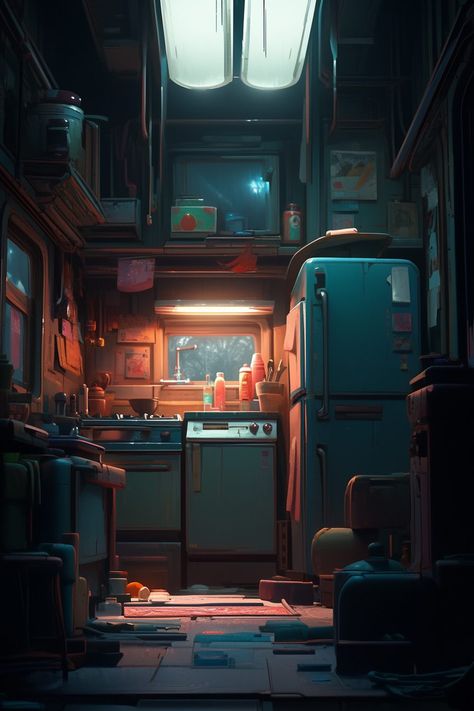 A Cyberpunk Apartment Room Interior Design