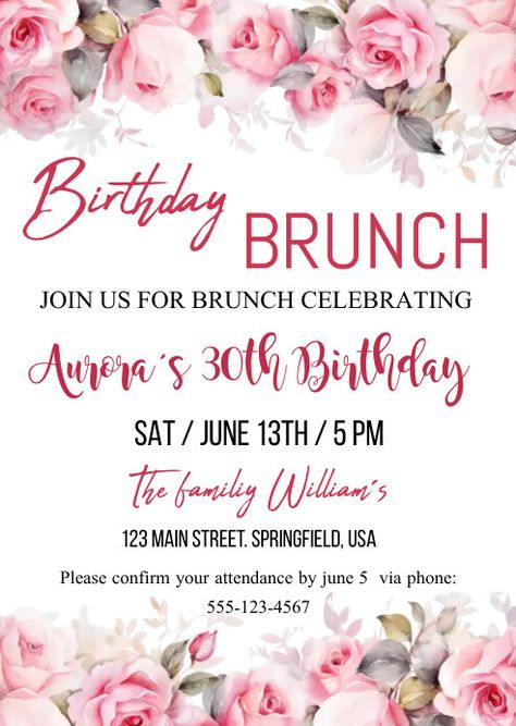 250  Free Templates for 'Birthday brunch' Brunch Invitations Template Free, Brunch Invitations Template, Pink Birthday Brunch, Linkedin Background, Kindle Book Cover, Promotional Flyers, Etsy Banner, Birthday Flyer, Birthday Brunch