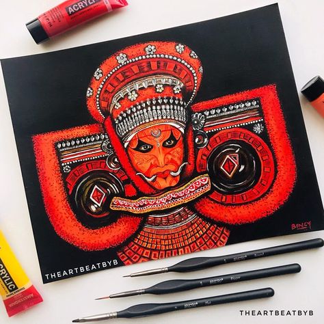 Theyyam Painting Acrylic, Theyyam Drawing Pencil, Theyyam Paintings, Theyyam Drawing, Theyyam Illustration, Kerala Tattoo, Theyyam Painting, Theyyam Art, Sketch Images