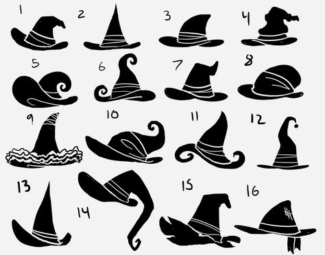 16 types of witches hats for your creative works Cheap Diy Halloween Decorations, Witch Drawing, Halloween Hats, Witch Art, Drawing Clothes, Witch Hat, Halloween Art, 그림 그리기, Drawing Inspiration