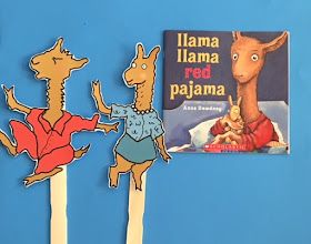 LLAMA LLAMA RED PAJAMA Llama Llama Red Pajama, Paint Stir Sticks, Llama Llama, Red Pajamas, Blog Design, Llama, Puppets, To Share, Pajamas