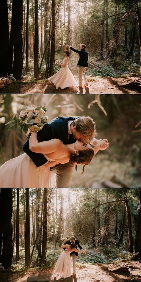 Muted Wedding Photography, Bohemian Wedding Photos, Wedding Photo Ideas Forest, After Wedding Photoshoot Ideas, Forest Wedding Photo Ideas, Nature Wedding Photoshoot, Intimate Wedding Poses, Forest Wedding Portraits, Park Wedding Photography