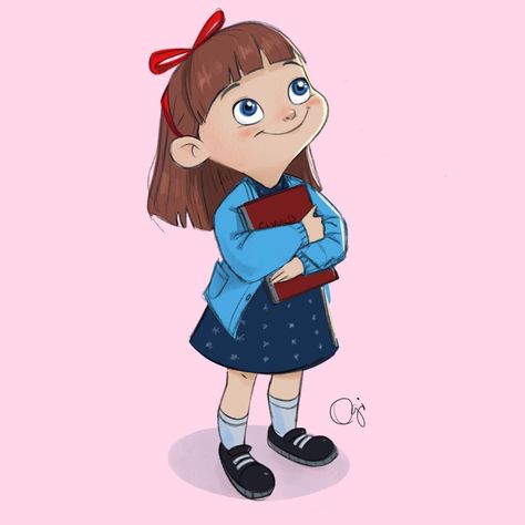 Matilda Wormwood Aesthetic, Matilda Fanart, Matilda Drawing, Matilda Illustration, Matilda 1996, Matilda Wormwood, Boba Aesthetic, Cartoon Artwork, Gouache Illustrations