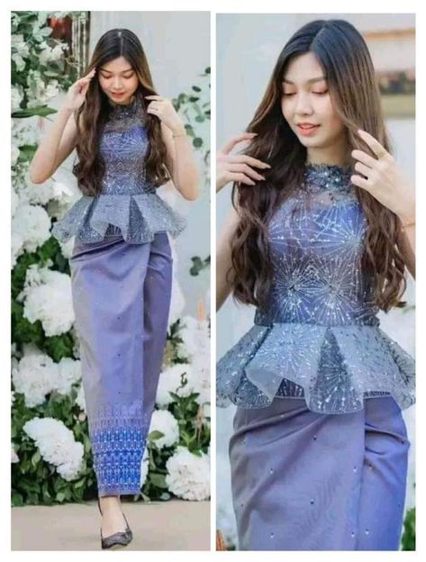 Feminine Casual, Thai Fashion, Traditional Dresses Designs, Myanmar Dress Design, Asian Wedding Dress, Graduation Picture Poses, Haircuts Straight Hair, 15 Dresses, Asian Wedding