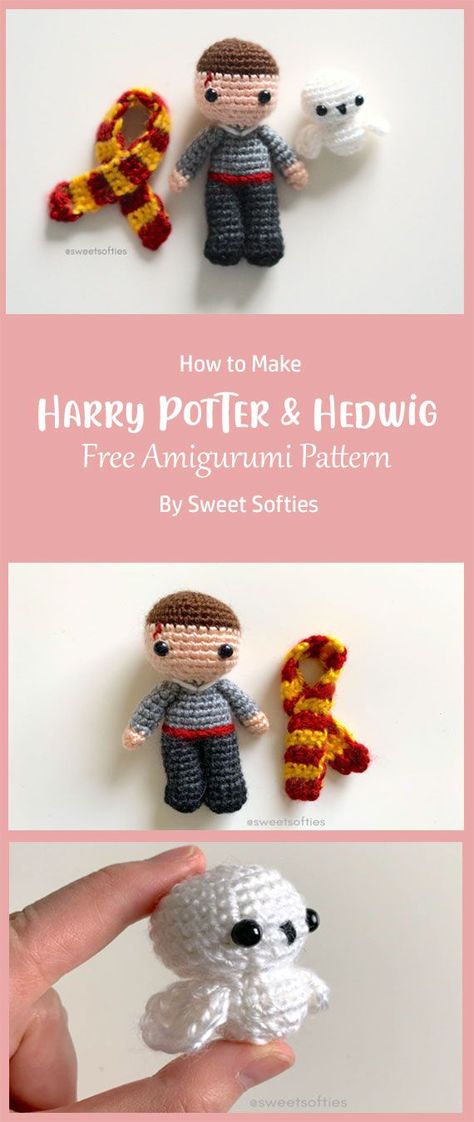 Crochet Hedwig, Harry Potter And Hedwig, Amigurumi Harry Potter, Harry Potter Free, Harry Potter Hedwig, Harry Potter Collection, Pattern Ideas, Amigurumi Free Pattern, Softies