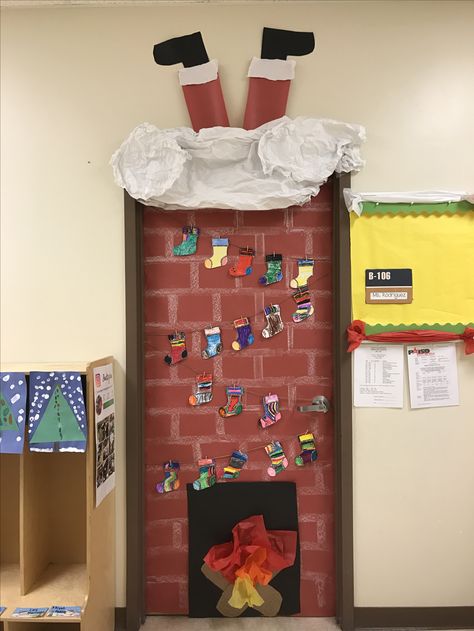 Chimney Christmas Door Dorm Door Decorations, Door Decorations Classroom Christmas, Holiday Centers, Diy Christmas Door, Christmas Door Decorating Contest, Christmas Classroom Door, School Door Decorations, Door Decorating Contest, Christmas Door Decoration