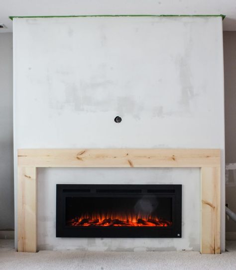 Flush Electric Fireplace Ideas, Built In For Electric Fireplace, Cast Stone Linear Fireplace, Diy Drywall Fireplace, Simple Electric Fireplace Surround, Diy Portable Fireplace, Boxed In Fireplace, Organic Modern Electric Fireplace, Tiled Electric Fireplace Ideas