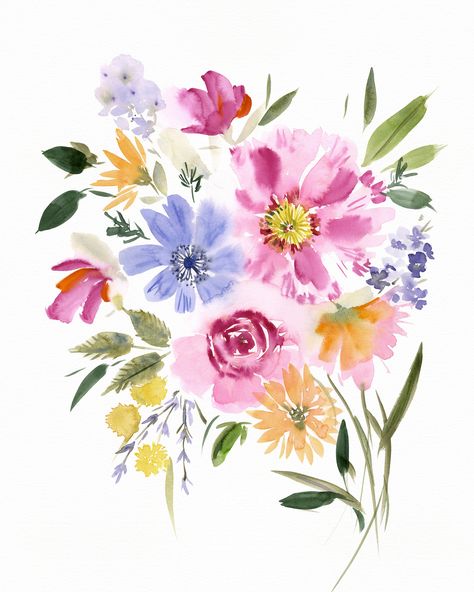 Title: "Fields of Flourish Bouquet" | Vibrant Watercolor Floral Print | Pinks, Orange, Yellow, Purple | Kids Room Decor | Nursery Art | Home Decor by Stephanie Ryan Description: "Fields of Flourish Bouquet" is a lively and vibrant watercolor floral print that brings a burst of color to any space. Featuring a delightful bouquet in shades of pink, orange, yellow, and purple, this expressive artwork is perfect for kids' rooms, nurseries, and home decor. The joyful floral design captures the essence Purple Kids Room, Waterbrush Art, Vibrant Bouquet, Blooming Garden, Vibrant Watercolor, Watercolor Floral Print, Kids Room Decor, Decor Nursery, Print Style