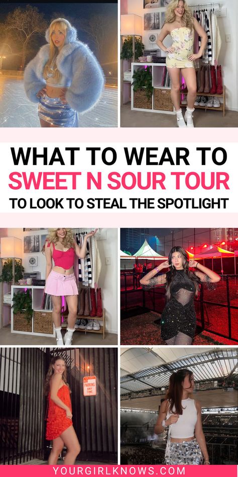 Heading to a Sabrina Carpenter concert? Get the perfect outfit to match her vibe! Think cute and edgy with a touch of glam. From statement pieces to comfy chic, these Sabrina Carpeneter outfit ideas will have you feeling confident and ready to dance the night away. Make your concert look unforgettable! Sabrina Carpenter Jeans Outfits, Plus Size Sabrina Carpenter Outfits, Outfits For Sabrina Carpenter Concert, Short And Sweet Tour Outfits Ideas, What To Wear To Sabrina Carpenter Tour, Sabrina Outfit Ideas, What To Wear To A Sabrina Carpenter Concert, Sabrina Inspired Outfits, Concert Outfit Sabrina Carpenter