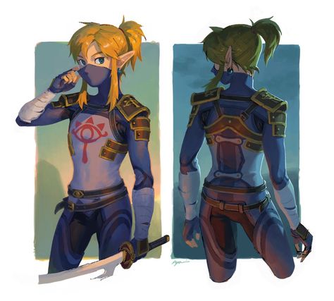 Legend of Zelda Breath of the Wild art > Sheikah Link > Stealth Set > botw | 830890_ Sheikah Link, Totk Link, Gerudo Link, Breath Of The Wild Art, Link Fanart, Armor Cosplay, Zelda Game, Princesa Zelda, Legend Of Zelda Costume