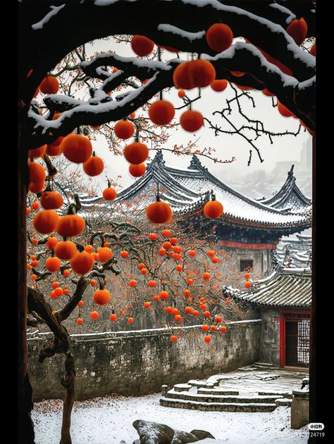 Chinese Aesthetic, Asian Architecture, Chinese Landscape, Japan Aesthetic, 수채화 그림, Orange Tree, Japanese Aesthetic, Ancient China, Tea House