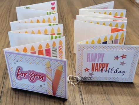 Stampin Up Fun Fold Cards Ideas Birthday, Homemade 50th Birthday Cards, Accordion Cards Tutorial, Stampin Up Milestone Birthday Cards, Male Birthday Card Ideas, Stampin Up Happy Birthday Cards, Charming Sentiments Stampin Up Cards, Candle Dies, Diy 40th Birthday Card