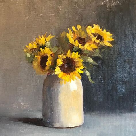 Rich Alexander’s Instagram post: “Before and after. #sunflower #sunflowers #stilllife #oilsketch #gardening #oilpainting #oilpainter #flower #yellowflowers #design…” Sunflower Still Life Painting, Sunflower Paintings, Sunflower Art Print, White Sunflowers, Oil Pastel Art, Sunflower Painting, Oil Painters, Pastel Art, Still Life Painting