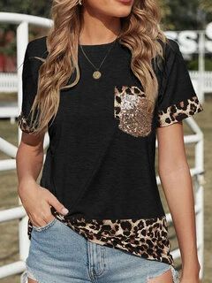 Short Sleeve Women T-shirt SKUH95390 US$ 24.99 $3 OFF New user US$21.24 by coupon Expires on : Thu Jul 29 2021 Color: Sequins Pocket Patchwork Leopard Print O-neck Short Sleeve Women T-shirt - Black Sequins Pocket Patchwork Leopard Print O-neck Short Sleeve Women T-shirt - Gray Size: Size Guide US 6 US 8 US 10 US 12 US 14 Leopard Shorts, Leopard Black, Sleeve Women, Streetwear Fashion Women, Boho Casual, Sequin Top, Sleeves (women), Dressy Casual, Trendy Fashion Women