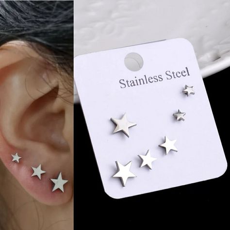 316l Stainless Steel Metal. Butterfly Back Closures. Hypoallergenic & Tarnish Resistant. Listing Is For 3 Pairs, 1 Of Each Size, 4mm, 6mm, And 8mm. Punk Piercings, Heart Piercing, Celtic Knots, Rose Gold Watches, Luxury Diamonds, Heart Stud Earrings, Cute Butterfly, Steel Earrings, Gold Moon