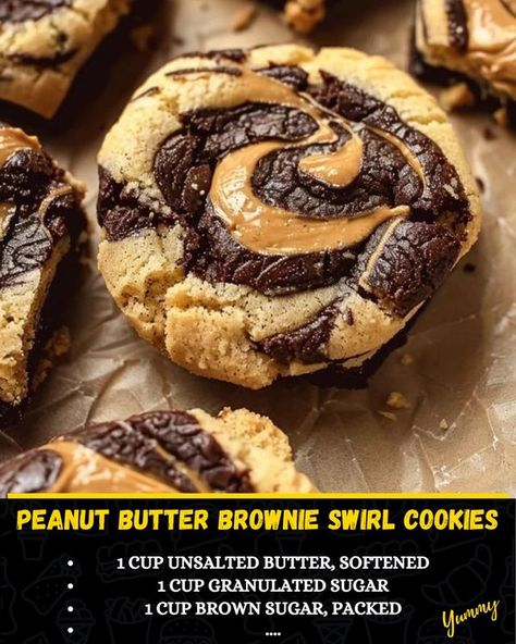 Brownie Swirl Cookies, Swirl Cookies, Peanut Butter Brownie, Grandma's Recipes, Peanut Butter Brownies, Grandmas Recipes, Peanut Butter Recipes, Brownie Cookies, Cookies Ingredients