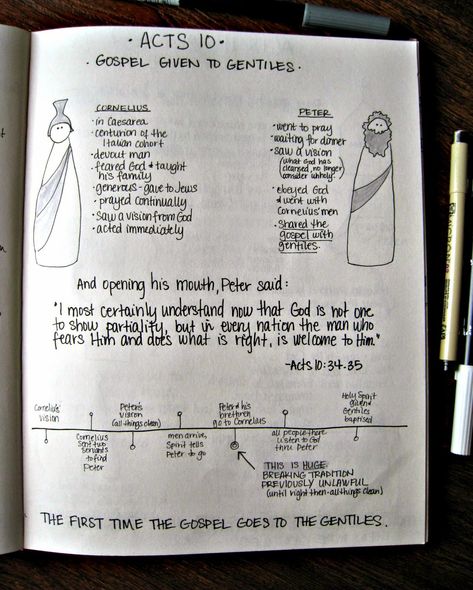 Stone Soup for Five: 28 Days in Acts--Day 10 Understanding Scripture, Doodle Bible, Journaling Scripture, Acts Bible, Living Authentically, Acts 10, Church Notes, Bible Journals, Bible Drawing