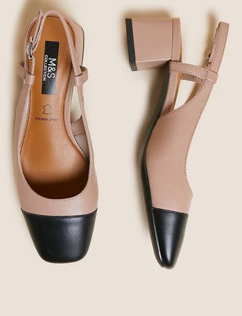 Block Heel Slingback, Slingback Shoes, Leather Block Heels, Slingbacks, Socks And Tights, Beautiful Lingerie, Business Casual Outfits, Mid Heel, Seasonal Fashion