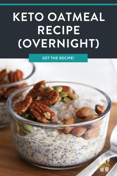 Keto Oats Overnight, Overnight Keto Oats, Overnight Oats Healthy Keto, Keto Overnight Oats Recipes, Overnight Low Carb Oats, Lower Carb Overnight Oats, No Carb Breakfast On The Go, Low Carb Over Night Oats, Keto Over Night Oats