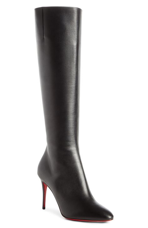 Christian Louboutin Eloise Knee High Boot available at #Nordstrom Red Bottom Boots, Luxury Wishlist, Racing Fashion, Black Knee Boots, Christian Louboutin Boots, Races Fashion, Red Louboutin, Red Lacquer, Black Knees