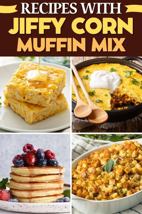 Recipes with Jiffy Corn Muffin Mix Jiffy Corn Muffin Mix Recipes, Corn Muffin Recipes, Jiffy Corn Muffin Recipes, Muffin Mix Recipes, Corn Muffin Mix Recipes, Muffin Mix Pancakes, Cornbread Dishes, Jiffy Mix Recipes, Muffin Mix Recipe