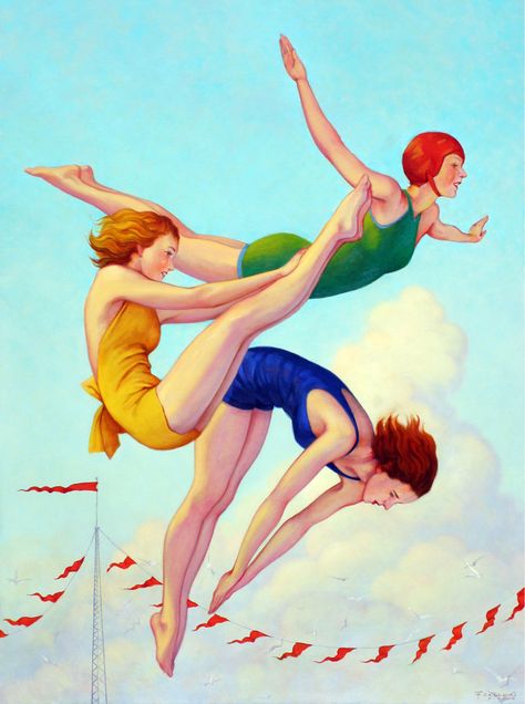 Fred Calleri, Vintage Swimmer, Composition Painting, Carmel Ca, Fashion Illustration Vintage, Architectural Sketch, Painting Medium, China Painting, Arte Inspo