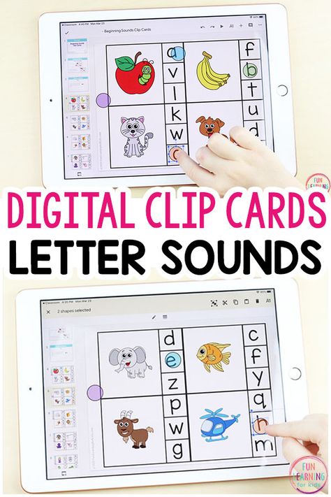 Alphabet Clip Cards, Google Classroom Elementary, Classroom Elementary, Emergent Literacy, Purposeful Play, Alphabet Activity, Virtual Teaching, Initial Sounds, Digital Alphabet