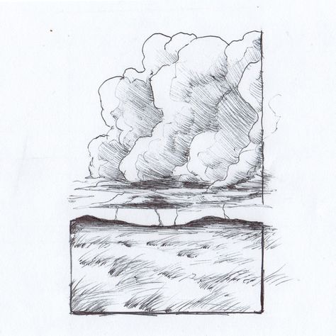 Dust Storm Drawing, Storm Sketch Drawing, Rainstorm Drawing, Storm Drawing Easy, Storm Clouds Drawing, Storm Doodle, Thunder Drawing, Thunderstorm Tattoo, Storm Sketch