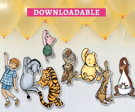 Hanging Characters of Winnie The Pooh Friends/Cutout Die Cut Prop with Two Sides etsy Pooh Invitation, Winnie The Pooh And Friends, Winnie The Pooh Themes, Woodland Birthday Party, Pooh And Friends, Baby Shower Yellow, Winnie The Pooh Birthday, Classic Winnie The Pooh, Winnie The Pooh Quotes