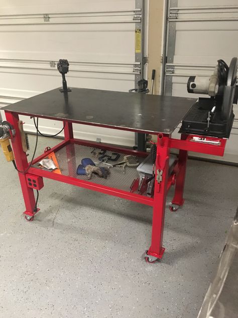 Metal Working Table, Welding Tables Ideas, Diy Welding Table, Metal Work Table, Welding Table Diy, Steel Workbench, Welding Tables, Welding Shop, Art Projects Ideas