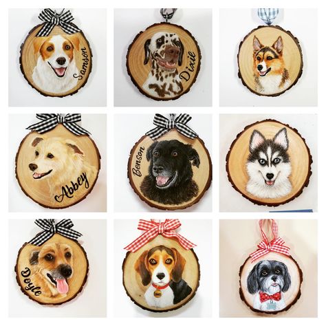 Portrait Ornaments, Ornaments Acrylic, Dog Craft, Ornaments Ideas, Dog Magnets, Jack Russell Dogs, Christmas Memories, Pet Art, Wood Circles