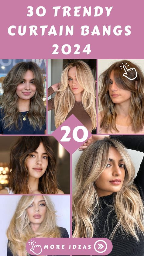 Curtain bangs have been making a major comeback, and it looks like they're here to stay. This classic yet versatile hairstyle has been spotted on celebrities Bangs Medium Hair Round Face, Hair Cuts With Curtain Bangs, Medium Hair Round Face, Trendy Curtain Bangs, Curtain Bangs Medium Hair, Classic Bob Haircut, Try On Hairstyles, Dark Hair With Highlights, Tousled Waves