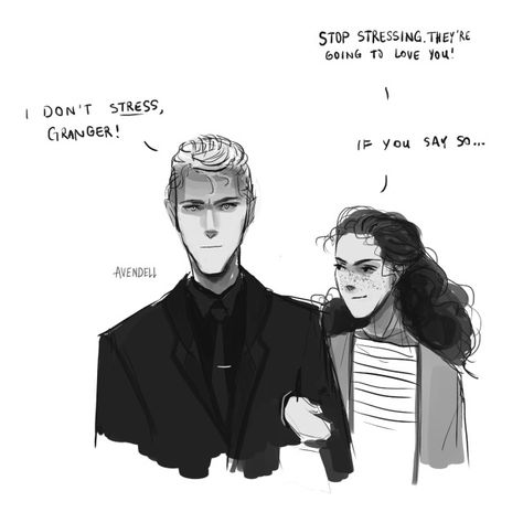 Dramione Avendell, Various Storms And Saints Dramione, Avendell Dramione, Draco Malfoy X Hermione Granger, Malfoy X Hermione, Messy Sketches, Draco And Hermione Fanfiction, Draco Malfoy Fanart, Dramione Fan Art