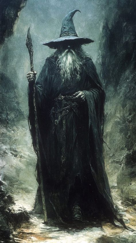 Dark Wizard Fantasy Art, Alan Lee Art, Tolkien Artwork, Magic Realms, Lord Of The Rings Tattoo, Pfp Dark, Dark Wizard, Fantasy Wizard, Middle Earth Art