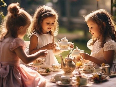 child's tea party ideas - three young girls at a tea party Tea Party Photoshoot Kids, Tea Party Photoshoot, Tea Party Photography, Disney Princess Tea Party, Tea Party Ideas, Kids Tea Party, Board Pictures, Mom Lifestyle, Party Photoshoot