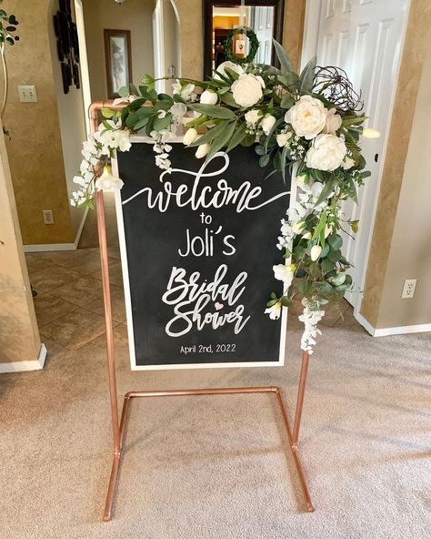 SAS Designs on Instagram: “Bridal Shower Decor #chalkboard #bridalshower #bridalshowerdecor #customchalkboard #weddingdecor #bridetobe” Wedding Shower Signs Diy, Bridal Shower Chalkboard Sign, Bridal Shower Chalkboard, Bridal Lunch, Wedding Shower Signs, Cricut Air, Bridal Shower Decor, Framed Chalkboard, Bridal Shower Signs