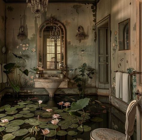 Overgrown Interior, Overgrown Bedroom, Forest Room, Enchanted Cottage, Old Manor, Bedroom Murals, Surreal Photos, Fairytale Photography, Cozy Room Decor