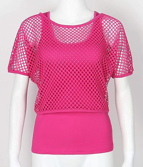 Smile Fish Women Casual Sexy 80s Costumes Fishnet Neon Off Shoulder T-Shirt, 1piece Hotpink, M : Amazon.co.uk: Health & Personal Care 80s Costumes, Neon Leggings, Neon Top, 80s Clothing, 80s Neon, 80s Costume, Off Shoulder T Shirt, 80s Shirts, Baggy Style