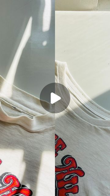 Joanne Sunny K on Instagram: "Fixing a stretched out and loose neck on my vintage tee⁣ ⁣⁣⁣ Full instructions:⁣⁣⁣ 1. Take off neck ribbing from body. Save any neck binding with it too. ⁣ 2. Measure the neck and remove excess plus 1” or so (depends on how stretchy your ribbing is. May need to play around with this). ⁣ 3. Overlock neck ribbing side seams⁣ 4. Pin onto neckline (the ribbing should be smaller). Stretch evenly and overlock. I attached my neck binding at this step too⁣ 5. Topstitch down back neck binding and press⁣ ⁣ Now your tee is back to looking good. Hope this helps! ⁣ ⁣ I love to fix, repair, mend, upcycle my vintage before tossing it. What should I fix next?⁣ ⁣⁣⁣ ⁣⁣⁣ ⁣⁣⁣ #sewingtutorial #fixingvintage #repairvintage #sewingtipsandtricks⁣" Sides For Ribs, Clothing Diy, Diy Dress, Vintage Tee, Looking Good, Sewing Tutorials, Vintage Tees, Diy Clothes, Binding