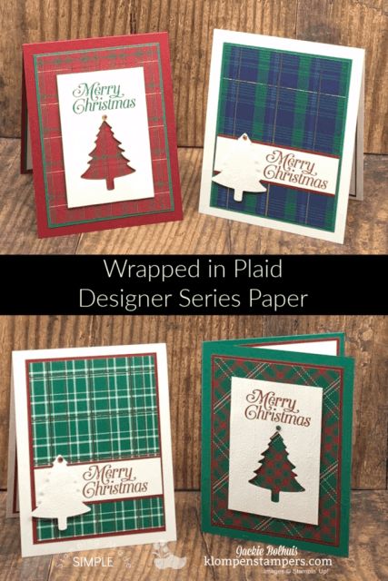 Cards With Trees, Plaid Cards, Ruth Brown, Trees Cards, Avant Garden, Simple Christmas Cards, Beautiful Christmas Cards, Homemade Christmas Cards, Stampin Up Christmas Cards