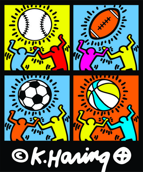 Art lesson at Corsicana Middle School about artist Keith Haring. Artwork by art teacher Ricky Talkington as a sample for his students about the lesson. Keith Haring Sports- Basketball, Soccer, Baseball and Football. Students must create their own Keith Haring inspired artwork Sports Art Projects, Art Curriculum Elementary, Olympic Art, Keith Haring Artwork, Keith Haring Inspired, Sport Art Projects, Football Artwork, Keith Haring Art, Haring Art