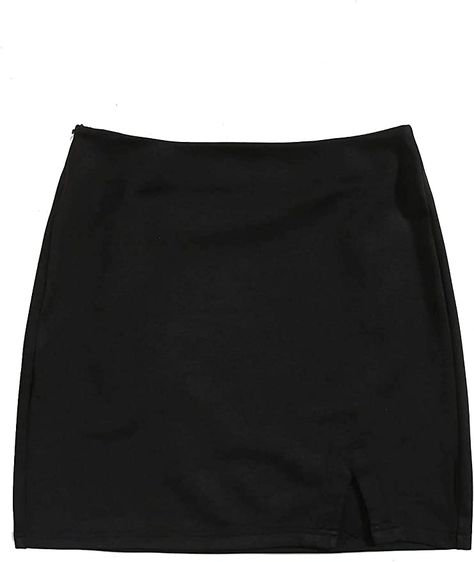 Amazon.com: Verdusa Women's Split Hem Zipper Side Bodycon Mini Skirt : Clothing, Shoes & Jewelry Outfits With Skirts, Bodycon Mini Skirt, Bodycon Midi Skirt, Mini Skirt Black, Plus Size Brands, Cute Fit, Skirt Fits, Fashion Toys, Black Mini Skirt