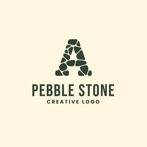 Premium Vector | A letter pebble stone organic and luxurious logo design Stone Graphic Design, Stone Logo Design, Rock Logo Design, Stone Branding, Pebbles Garden, Gate Logo, Festival Branding, Luxurious Logo, Rock Logo