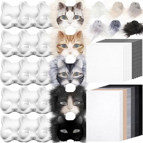 Amazon.com: Seenelling DIY Therian Mask Kit Blank Cat Mask with Felt Fabric Sheet Plush Faux Fur Eye Mesh for Therian Gear Therian Stuff (60, Assorted Color) : Toys & Games Therian Gear, Therian Stuff, Therian Mask, Cat Mask, Felt Fabric, Toys Games, Gel Nails, Faux Fur, Felt