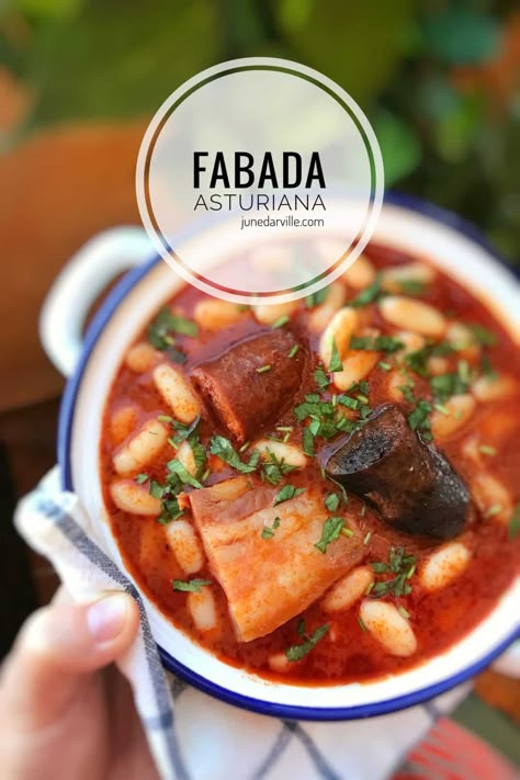 Fabada Recipe Spanish, Spanish Stew, Basque Food, Homemade Baked Beans, Bean Dishes, Processor Recipes, Blood Sausage, Thanksgiving Dinner Ideas, Tapas Recipes