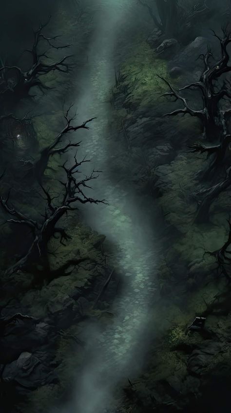 Dark Forest Battle Map Dnd, Dnd Dark Forest Map, Curse Of Strahd Maps, Dark Forest Battlemap, Shadowfell Battle Map, Forest Map Rpg, Dnd Cave Map, Dnd Forest Map, Forest Battle Map