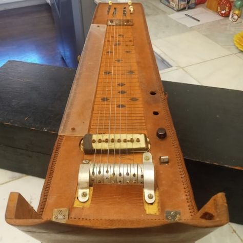 Custom handmade box style Steel Guitar made in a Florida prison. All electronics are included, but not wired in. It comes in a wooden heavy duty ca... Guitar Gifts, Steel Guitar, Folk Instruments, Box Guitar, Handmade Box, Strange Things, Music Room, Custom Build, Electric Guitar